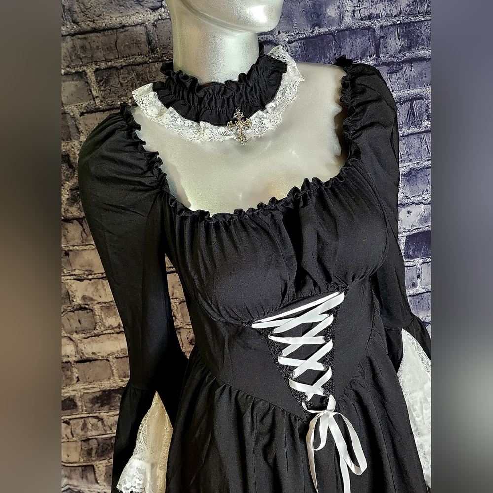 NWT! Cottage Witch Goth Lace Bell Sleeve Peasant Dress ~ by Dark In Love - Picture 5 of 12